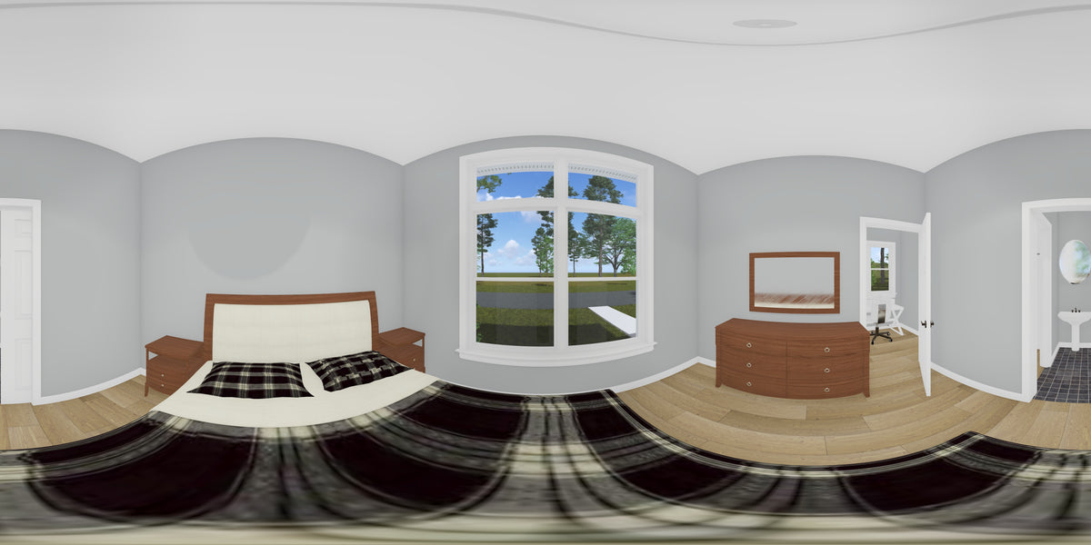 J8128-E Modern Duplex House, 4 Bedrooms, 4 Bathrooms | Clearwater Pointe House Plan Bedroom Panorama