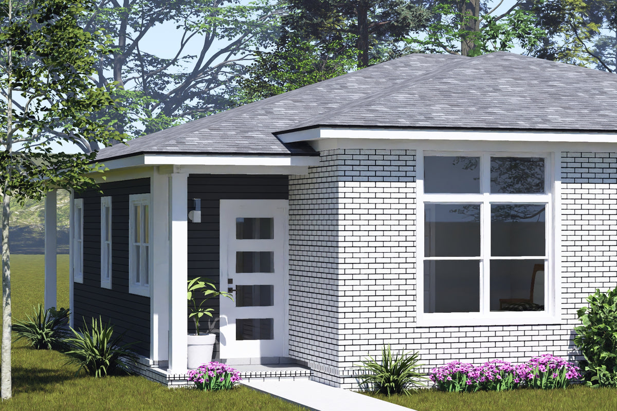 J8128-E Modern Duplex House, 4 Bedrooms, 4 Bathrooms | Clearwater Pointe House Plan Exterior-2