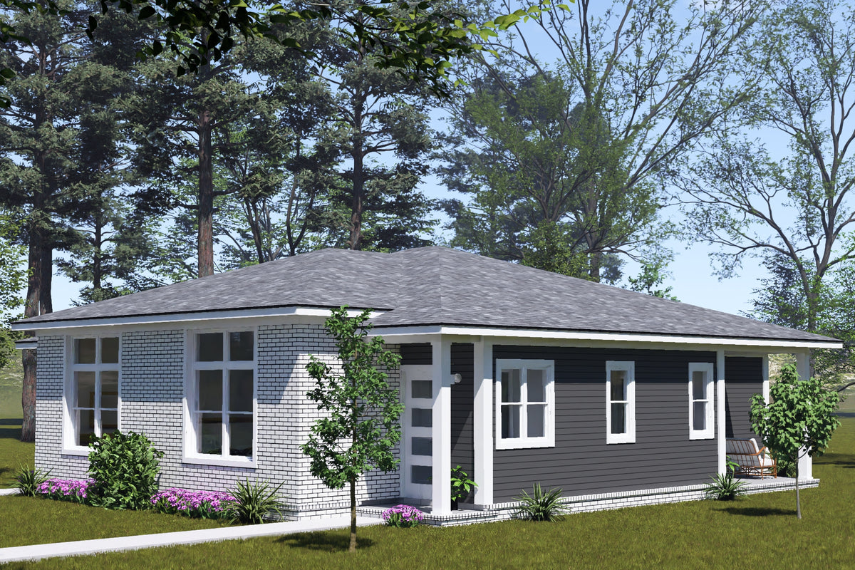 J8128-E Modern Duplex House, 4 Bedrooms, 4 Bathrooms | Clearwater Pointe House Plan Exterior-3