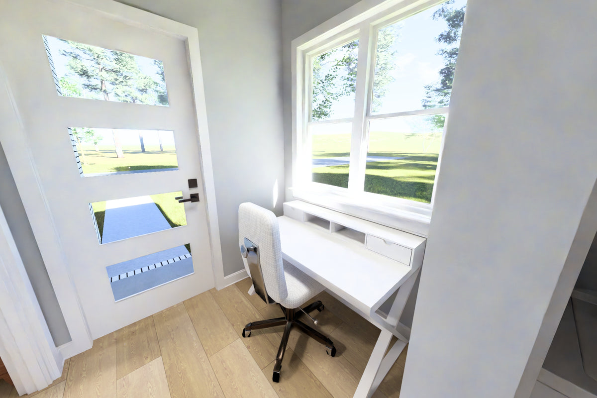 J8128-E Modern Duplex House Study Area, 4 Bedrooms, 4 Bathrooms | Clearwater Pointe House Plan 