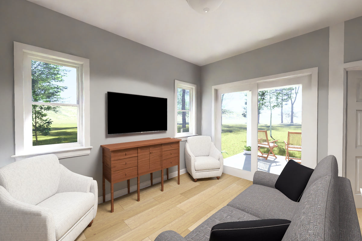 J8128-E Modern Duplex House Living Area, 4 Bedrooms, 4 Bathrooms | Clearwater Pointe House Plan 