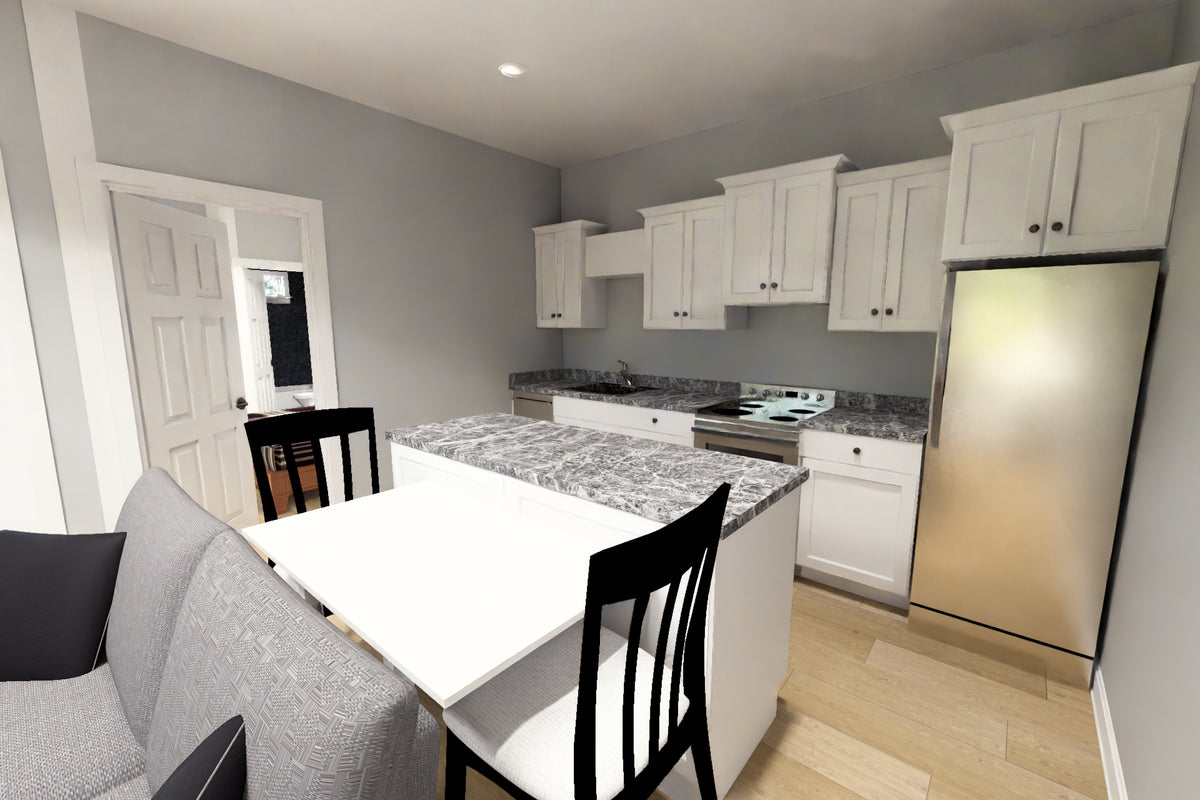 J8128-E Modern Duplex House Kitchen, 4 Bedrooms, 4 Bathrooms | Clearwater Pointe House Plan 