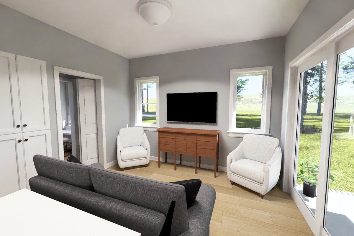 J8128-E Modern Duplex House Living Area, 4 Bedrooms, 4 Bathrooms | Clearwater Pointe House Plan 