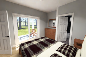 J8128-E Modern Duplex House Bedroom, 4 Bedrooms, 4 Bathrooms | Clearwater Pointe House Plan 