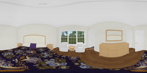 J8129-E Cottage House, 3 Bedrooms, 2 Bathrooms | Granite Brook House Plan Bedroom Panorama