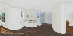 J8129-E Cottage House, 3 Bedrooms, 2 Bathrooms | Granite Brook House Plan Bathroom Panorama