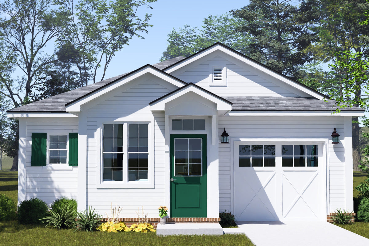 J8129-E Cottage House, 3 Bedrooms, 2 Bathrooms | Granite Brook House Plan Exterior-2