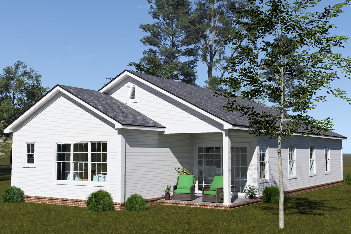 J8129-E Cottage House, 3 Bedrooms, 2 Bathrooms | Granite Brook House Plan Exterior-4