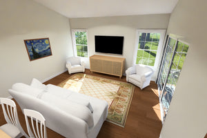 J8129-E Cottage House Living Area, 3 Bedrooms, 2 Bathrooms | Granite Brook House Plan 