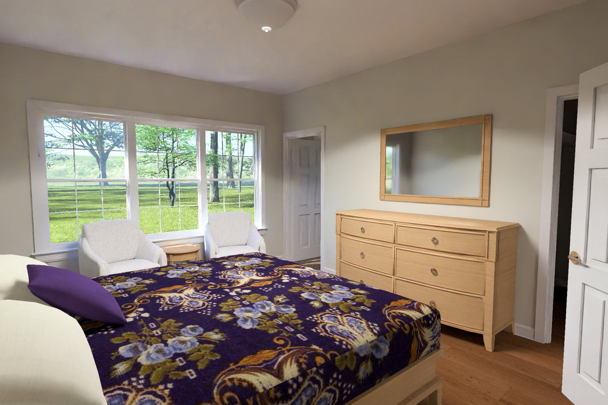 J8129-E Cottage House Master Bedroom, 3 Bedrooms, 2 Bathrooms | Granite Brook House Plan 