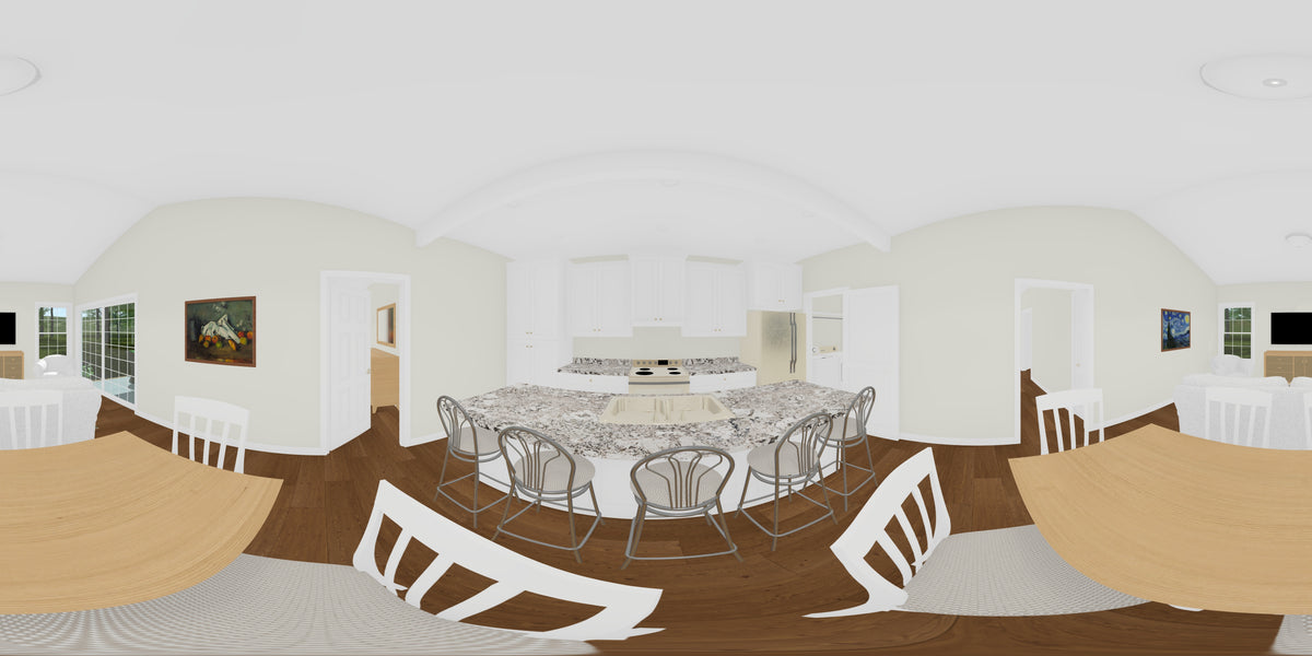 J8130-E Craftsman Cottage House, 4 Bedrooms, 3 Bathrooms | Cypress Ridgeway House Plan Kitchen Panorama