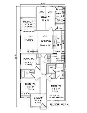 J8130-E Craftsman Cottage House First Floor Plan, 4 Bedrooms, 3 Bathrooms | Cypress Ridgeway House Plan 