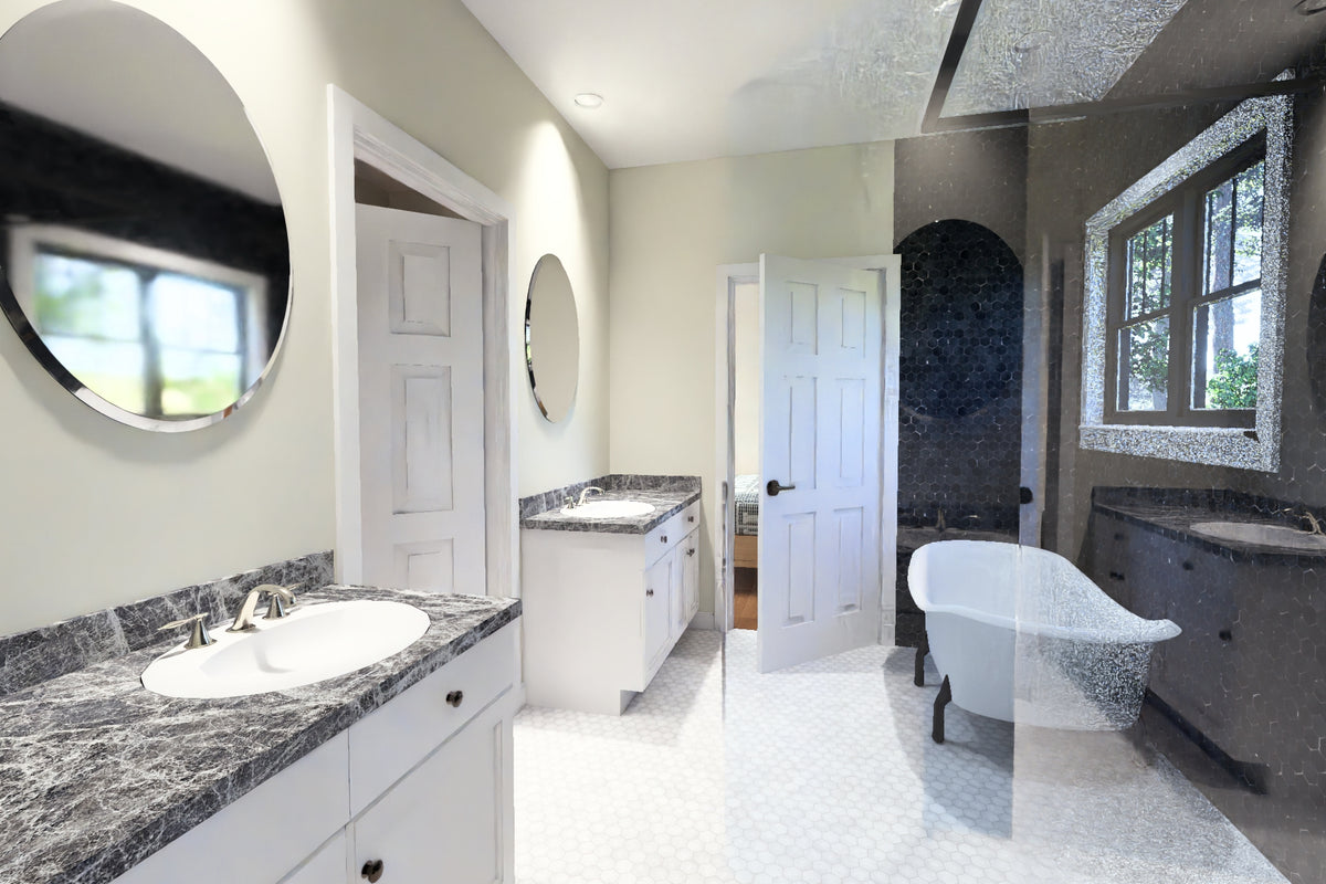 J8131-E Farmhouse House Master Bathroom, 4 Bedrooms, 3.5 Bathrooms | Meadowcrest Hollow House Plan 