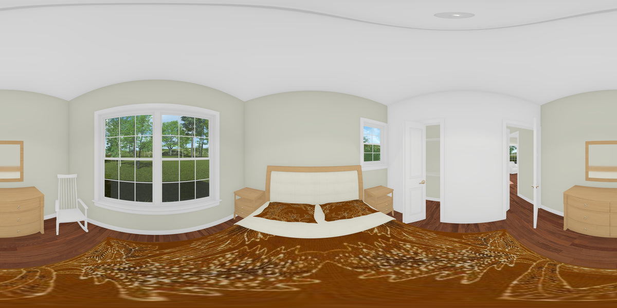 J8132-E Craftsman House, 2 Bedrooms, 1 Bathroom | Silver Maple Grove House Plan Bedroom Panorama