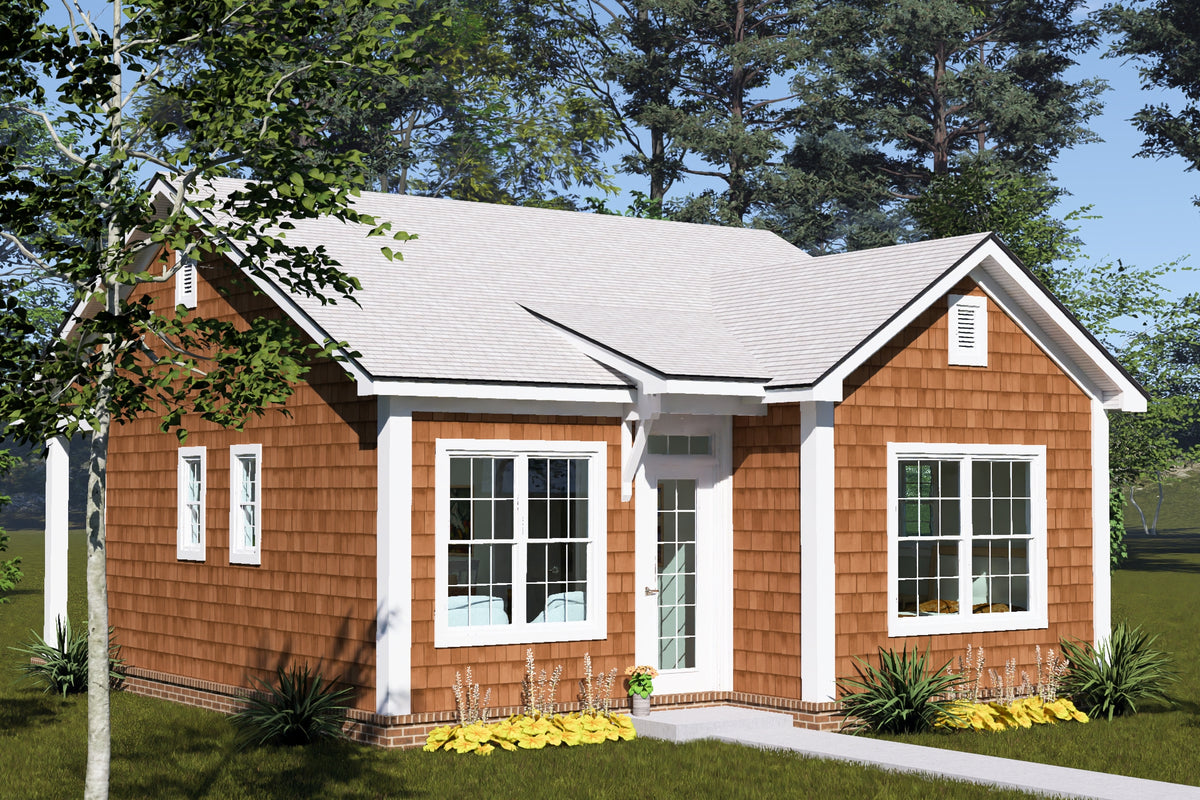 J8132-E Craftsman House, 2 Bedrooms, 1 Bathroom | Silver Maple Grove House Plan Exterior-3