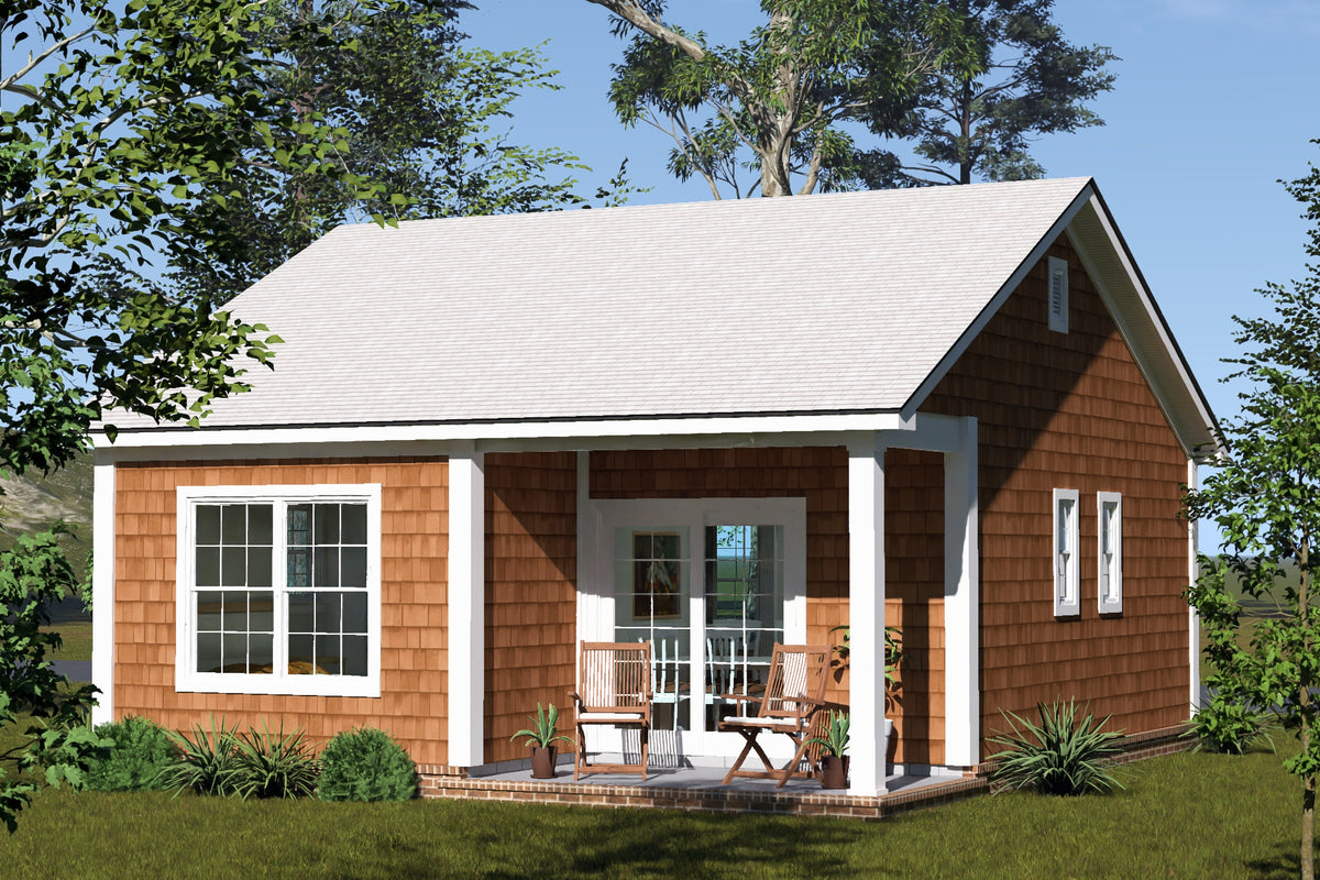 J8132-E Craftsman House, 2 Bedrooms, 1 Bathroom | Silver Maple Grove House Plan Exterior-4
