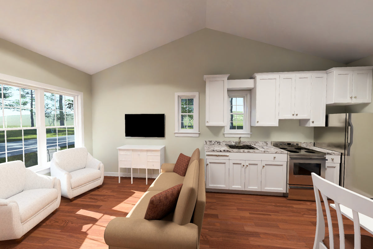 J8132-E Craftsman House, 2 Bedrooms, 1 Bathroom | Silver Maple Grove House Plan 