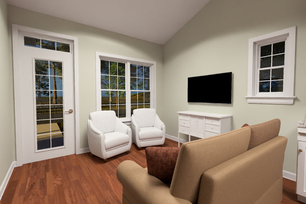 J8132-E Craftsman House Living Area, 2 Bedrooms, 1 Bathroom | Silver Maple Grove House Plan 