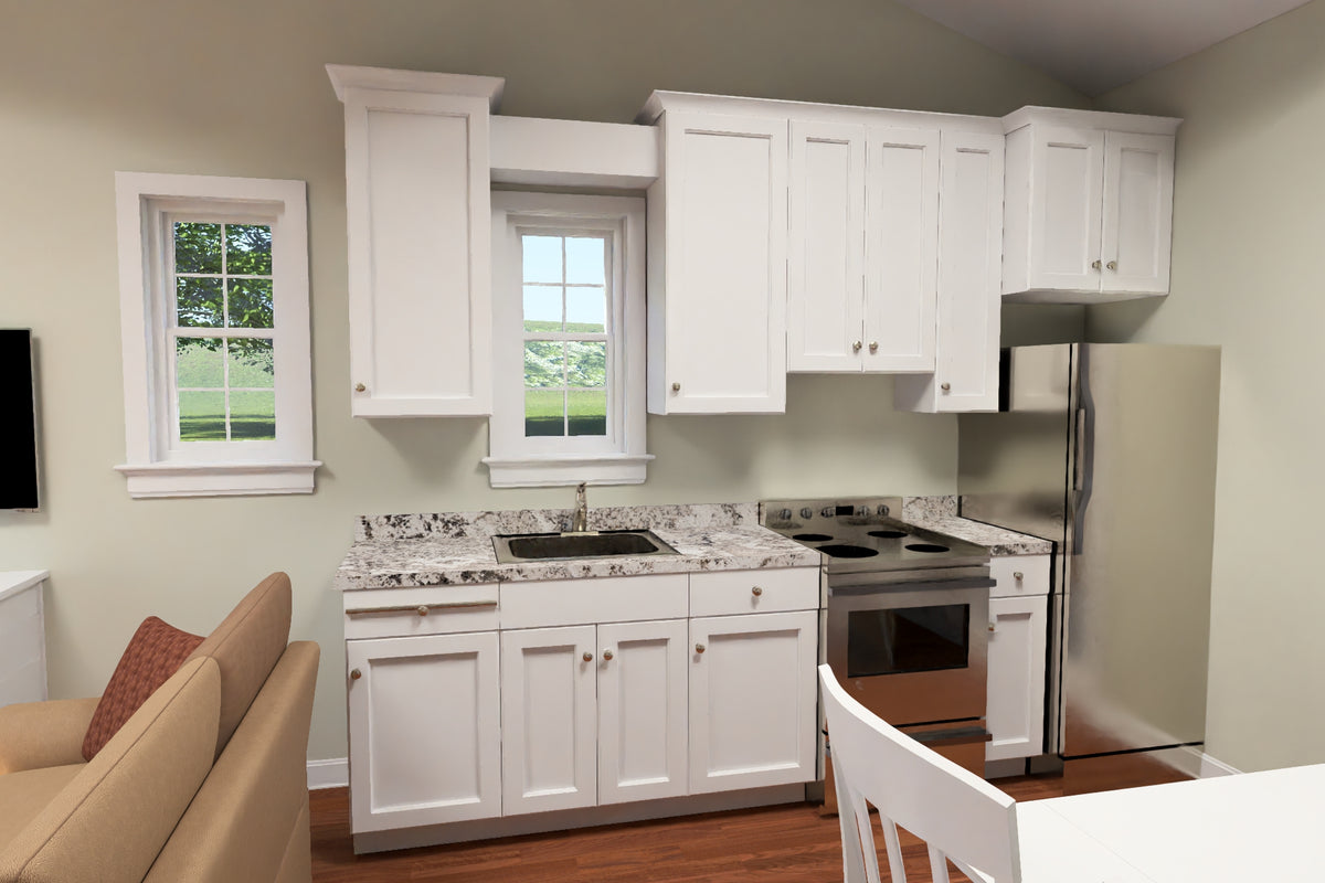 J8132-E Craftsman House Kitchen, 2 Bedrooms, 1 Bathroom | Silver Maple Grove House Plan 
