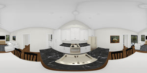 J8133-E Cottage House, 4 Bedrooms, 2.5 Bathrooms | Riverstone Heights House Plan Kitchen Panorama