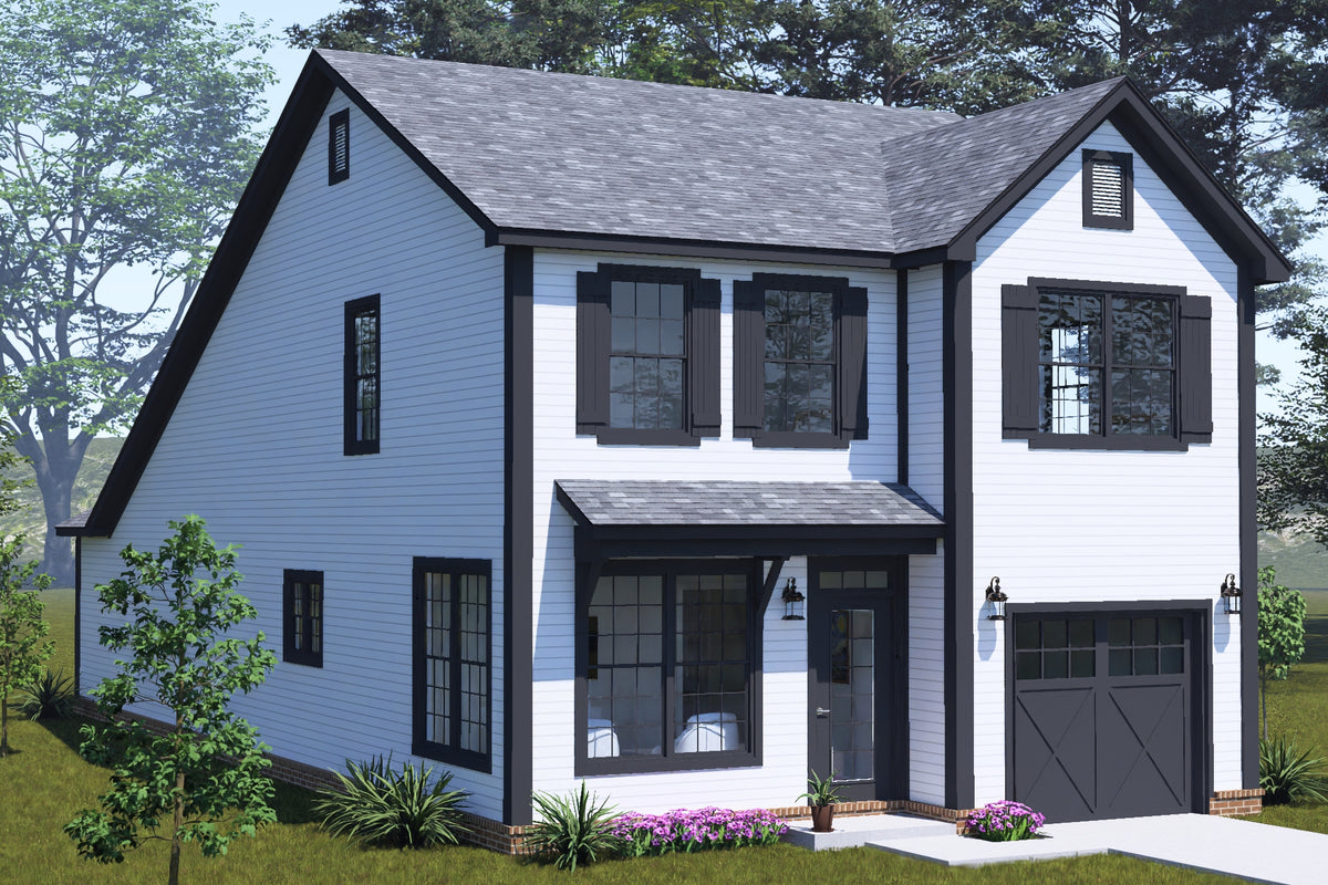 J8133-E Cottage House, 4 Bedrooms, 2.5 Bathrooms | Riverstone Heights House Plan Exterior-3