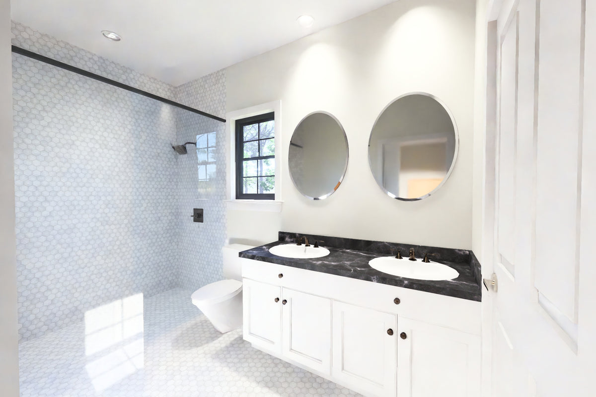 J8133-E Cottage House Master Bathroom, 4 Bedrooms, 2.5 Bathrooms | Riverstone Heights House Plan