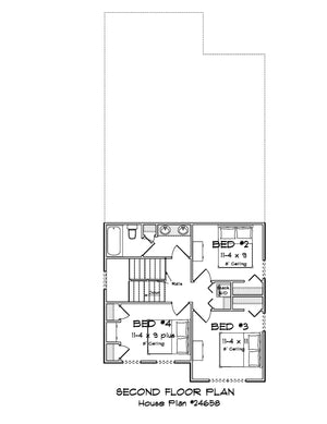J8133-E Cottage House Second Floor Plan, 4 Bedrooms, 2.5 Bathrooms | Riverstone Heights House Plan 