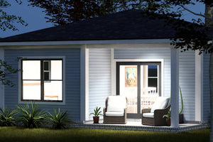 J8134-E Contemporary House, 2 Bedrooms, 1 Bathroom | Pinecrest Haven House Plan Exterior-10