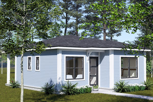 J8134-E Contemporary House, 2 Bedrooms, 1 Bathroom | Pinecrest Haven House Plan Exterior-3