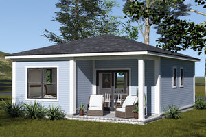J8134-E Contemporary House, 2 Bedrooms, 1 Bathroom | Pinecrest Haven House Plan Exterior-4