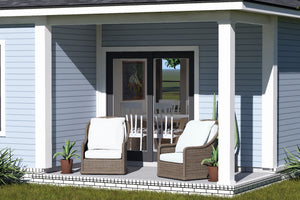 J8134-E Contemporary House, 2 Bedrooms, 1 Bathroom | Pinecrest Haven House Plan Exterior-5