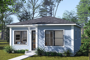 J8134-E Contemporary House, 2 Bedrooms, 1 Bathroom | Pinecrest Haven House Plan Exterior-7