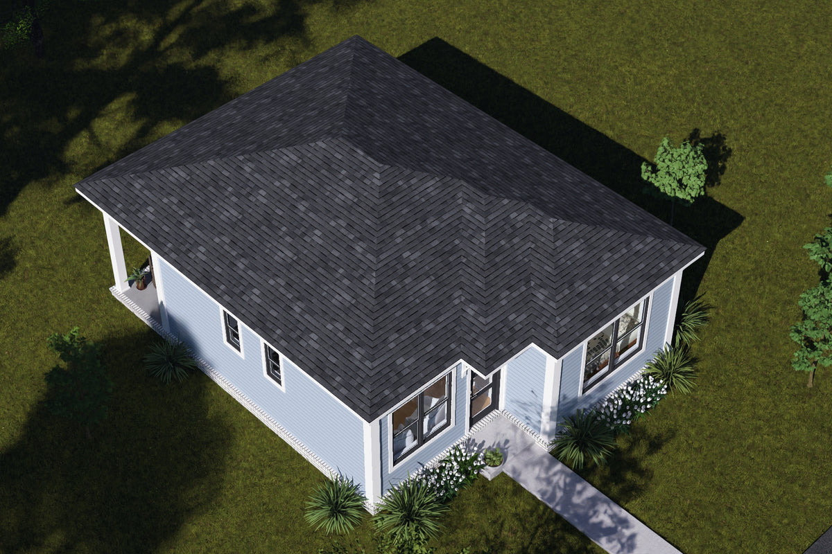 J8134-E Contemporary House, 2 Bedrooms, 1 Bathroom | Pinecrest Haven House Plan Exterior-8