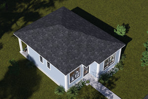 J8134-E Contemporary House, 2 Bedrooms, 1 Bathroom | Pinecrest Haven House Plan Exterior-8