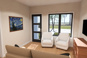 J8134-E Contemporary House Living Area, 2 Bedrooms, 1 Bathroom | Pinecrest Haven House Plan 