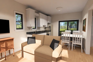 J8134-E Contemporary House, 2 Bedrooms, 1 Bathroom | Pinecrest Haven House Plan 