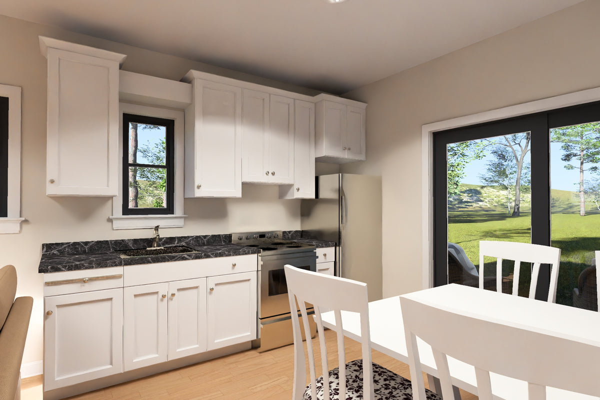J8134-E Contemporary House Kitchen, 2 Bedrooms, 1 Bathroom | Pinecrest Haven House Plan 