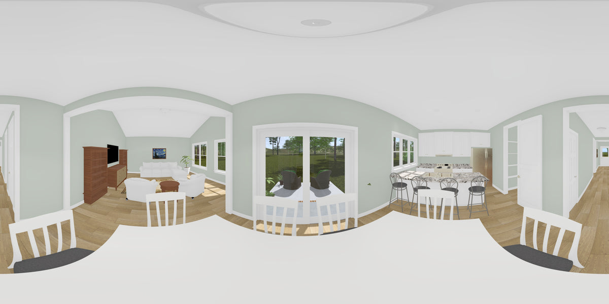 J8151-E Craftsman House, 3 Bedrooms, 2.5 Bathrooms | Cedarview Crossing House Plan Dining Panorama