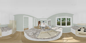 J8151-E Craftsman House, 3 Bedrooms, 2.5 Bathrooms | Cedarview Crossing House Plan Kitchen Panorama
