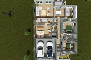 J8151-E Craftsman House 3D First Floor, 3 Bedrooms, 2.5 Bathrooms | Cedarview Crossing House Plan 