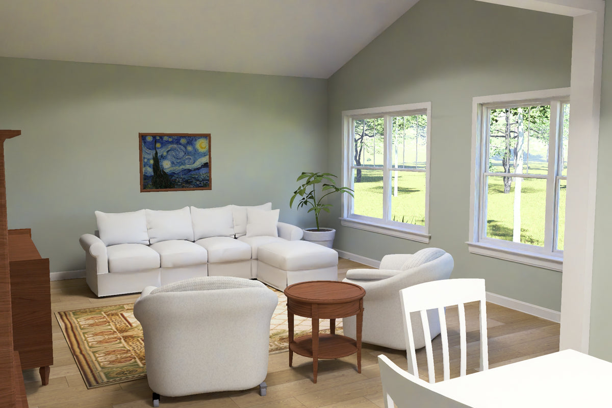 J8151-E Craftsman House Living Room, 3 Bedrooms, 2.5 Bathrooms | Cedarview Crossing House Plan 