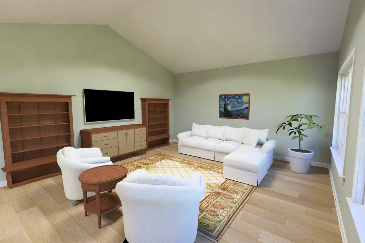 J8151-E Craftsman House Living Room, 3 Bedrooms, 2.5 Bathrooms | Cedarview Crossing House Plan 