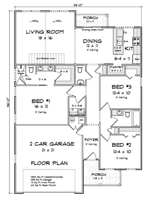 J8151-E Craftsman House First Floor Plan, 3 Bedrooms, 2.5 Bathrooms | Cedarview Crossing House Plan 