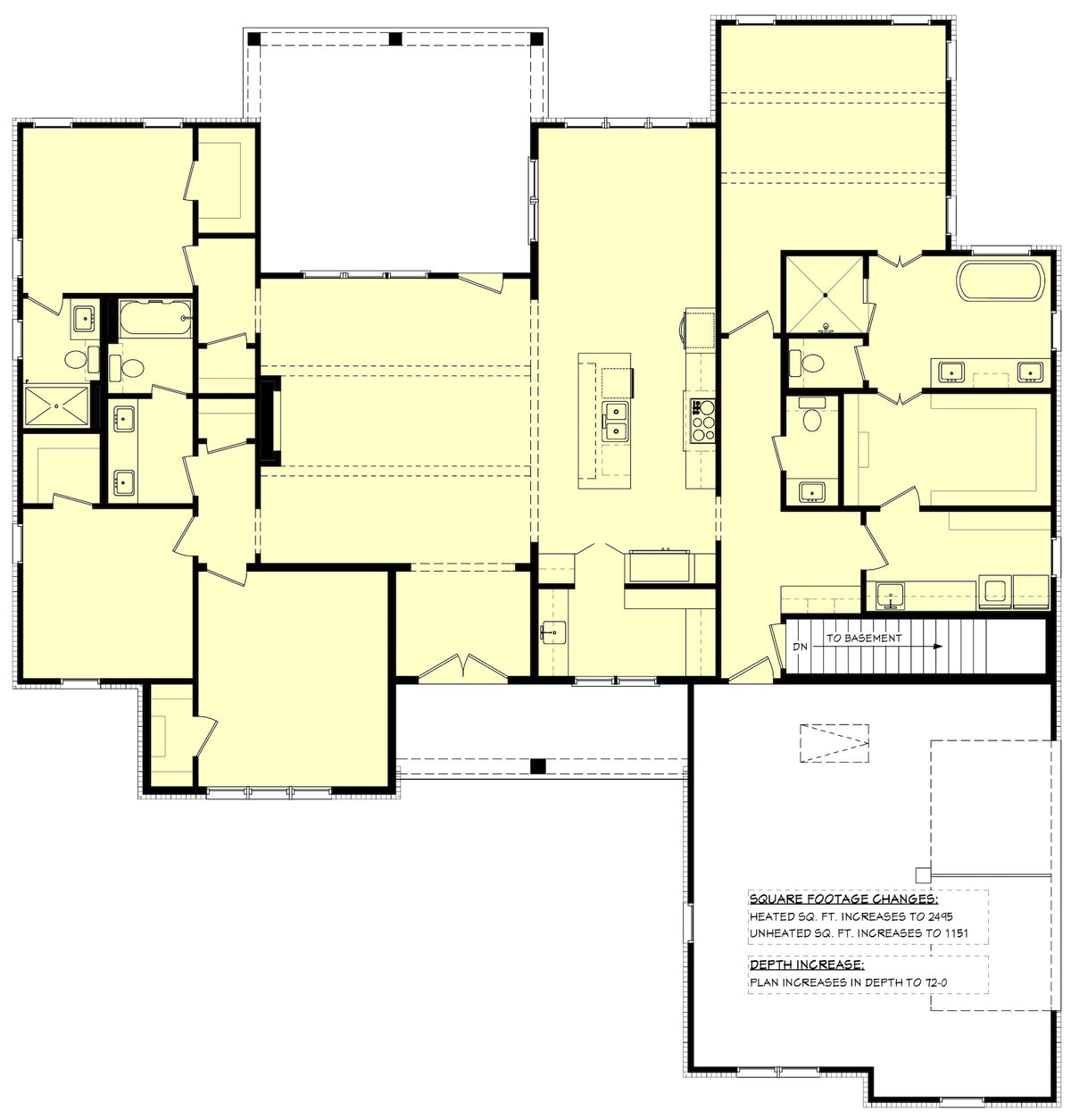H7488-A Modern Farmhouse Basement Stair Location Floor Plan, 4 Bed, 3.5 Bath | Applewood (2475-S) 