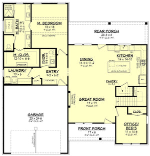 H7619-A Modern Farmhouse First Floor Plan, 5 Bedrooms, 2.5 Bathrooms | Broadmoor 