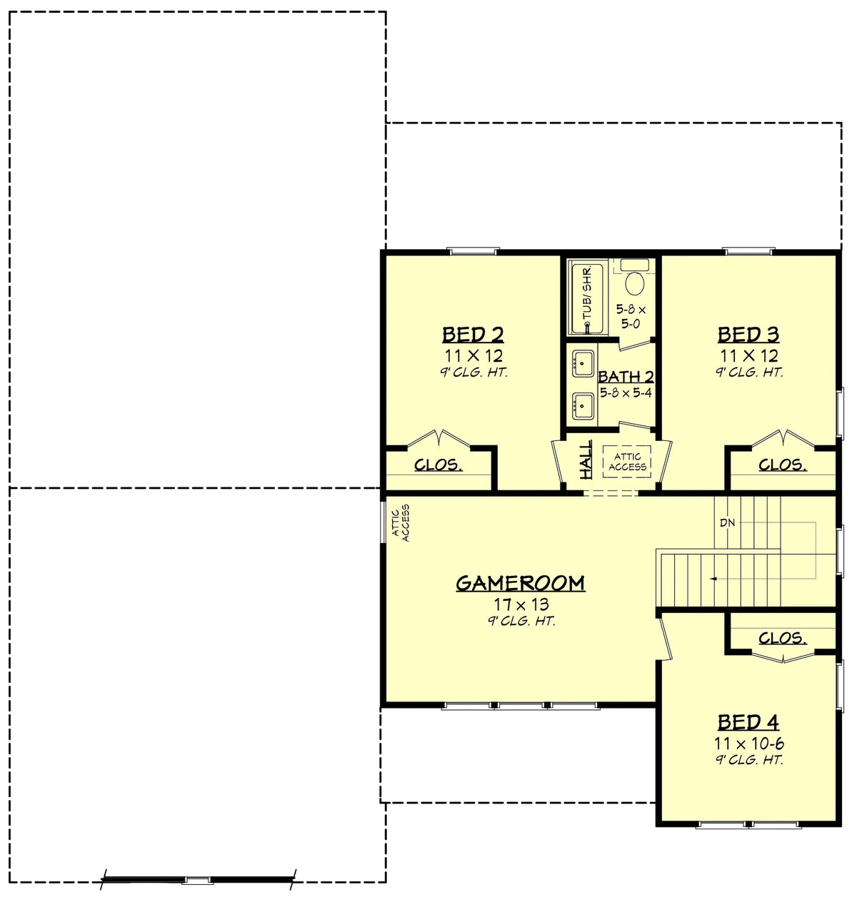 H7619-A Modern Farmhouse Second Floor Plan, 5 Bedrooms, 2.5 Bathrooms | Broadmoor 