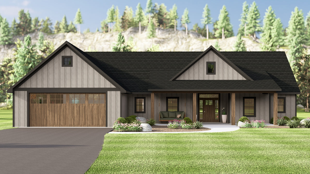 Charming 2-Bedroom, 1,981 sq ft Home Plan with Covered Porches and Guest Suite