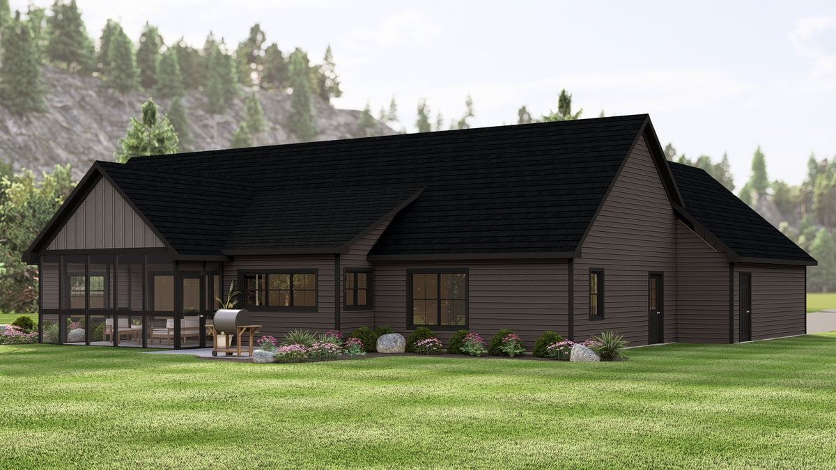 Charming 2-Bedroom, 1,981 sq ft Home Plan with Covered Porches and Guest Suite