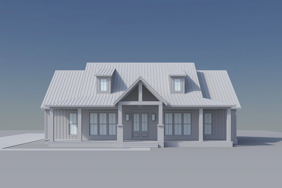 H7780-A Modern Farmhouse Grayscale1, 3 Bedrooms, 2.5 Bathrooms | Kirkland House Plan 