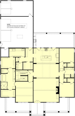 H7780-A Modern Farmhouse Basement Stair Location, 3 Bedrooms, 2.5 Bathrooms | Kirkland House Plan 